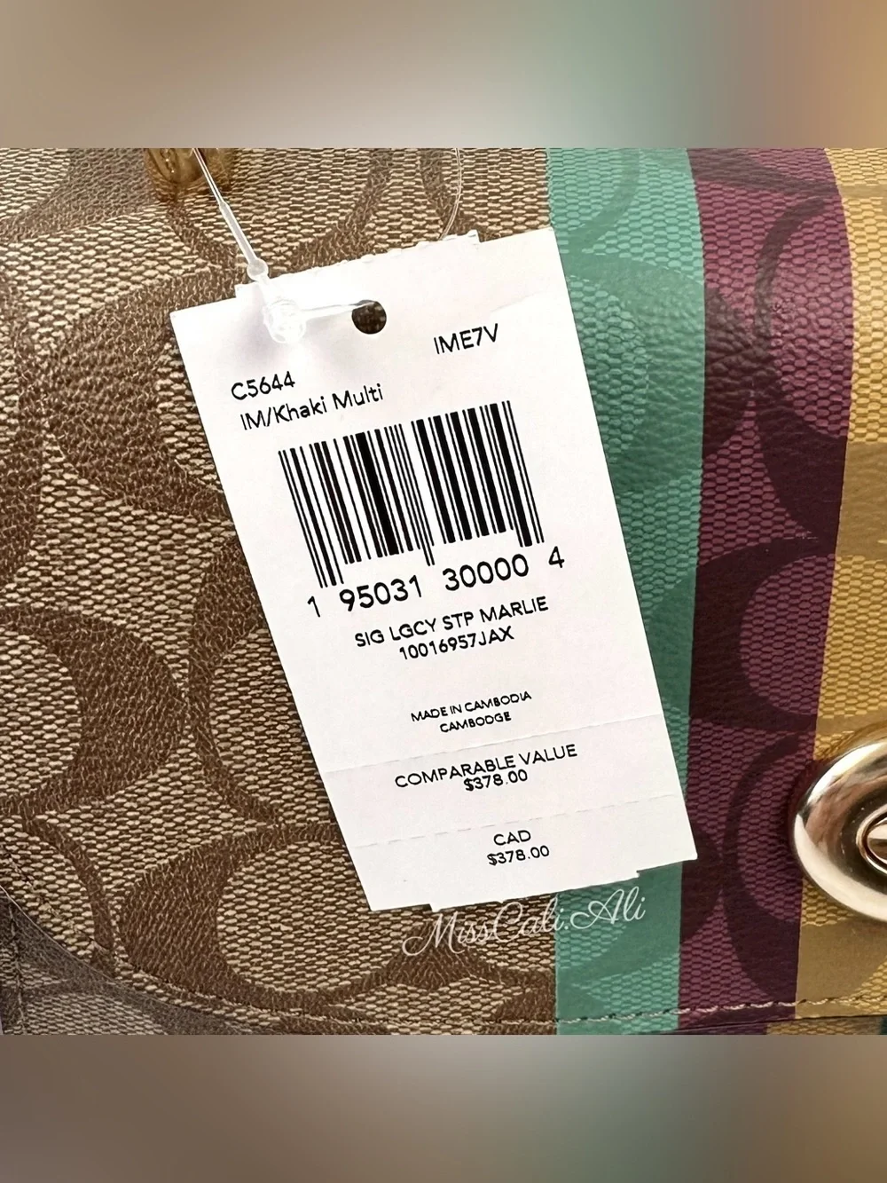NWT COACH Marlie Top Handle Satchel Bag In Signature Canvas With Stripe